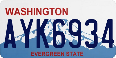 WA license plate AYK6934