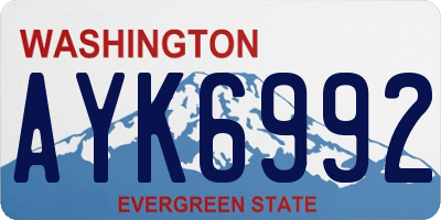 WA license plate AYK6992