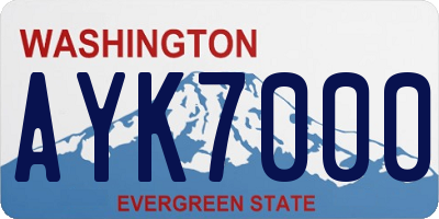 WA license plate AYK7000