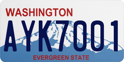 WA license plate AYK7001