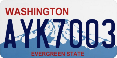 WA license plate AYK7003