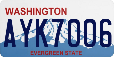 WA license plate AYK7006