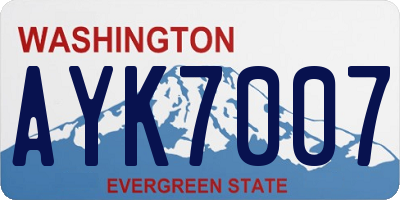 WA license plate AYK7007