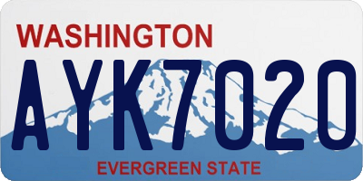WA license plate AYK7020