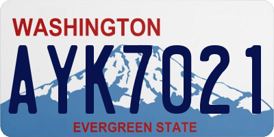 WA license plate AYK7021