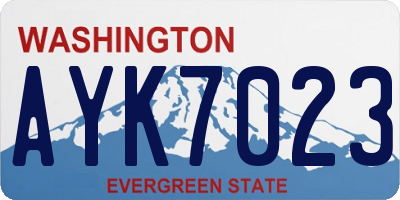 WA license plate AYK7023