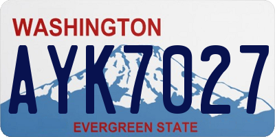 WA license plate AYK7027