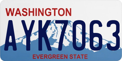 WA license plate AYK7063