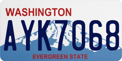 WA license plate AYK7068