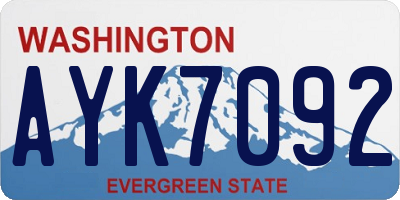 WA license plate AYK7092