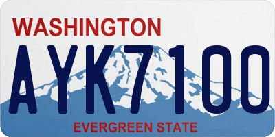 WA license plate AYK7100