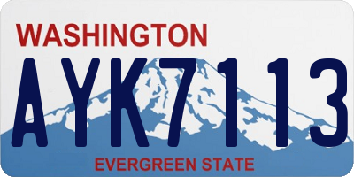WA license plate AYK7113