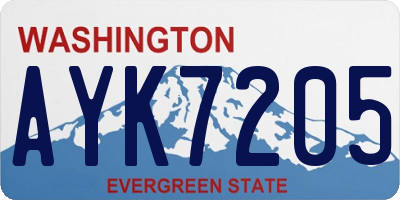 WA license plate AYK7205