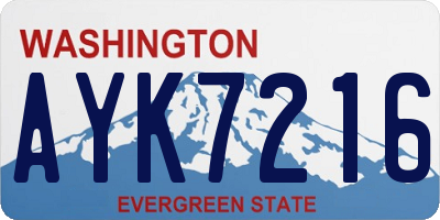 WA license plate AYK7216