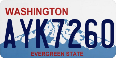 WA license plate AYK7260