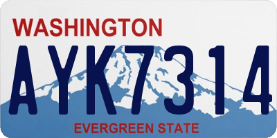 WA license plate AYK7314