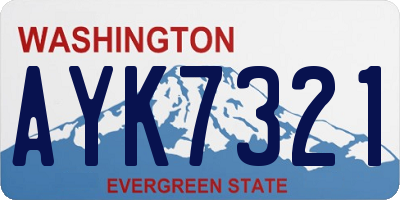 WA license plate AYK7321