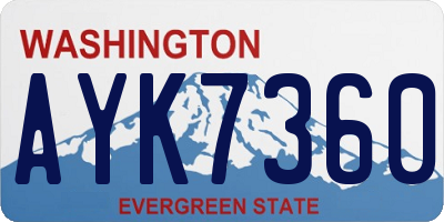 WA license plate AYK7360