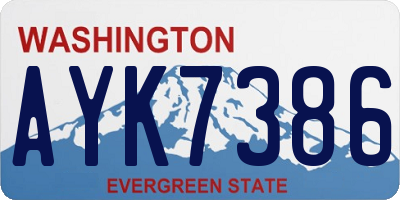 WA license plate AYK7386