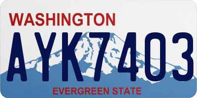 WA license plate AYK7403