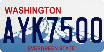WA license plate AYK7500
