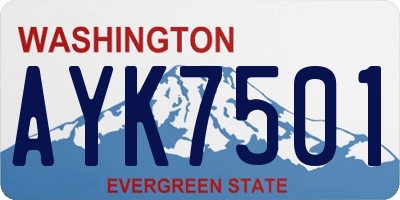 WA license plate AYK7501