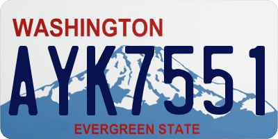 WA license plate AYK7551