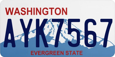 WA license plate AYK7567