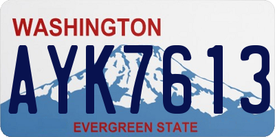 WA license plate AYK7613