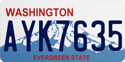 WA license plate AYK7635