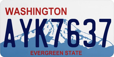 WA license plate AYK7637