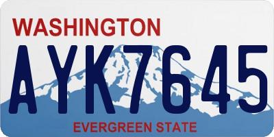 WA license plate AYK7645