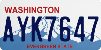 WA license plate AYK7647