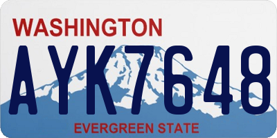WA license plate AYK7648