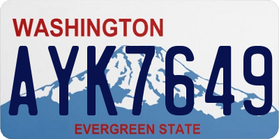 WA license plate AYK7649