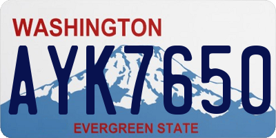 WA license plate AYK7650