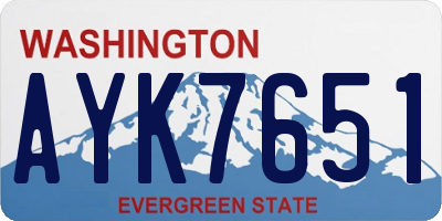 WA license plate AYK7651