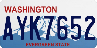 WA license plate AYK7652