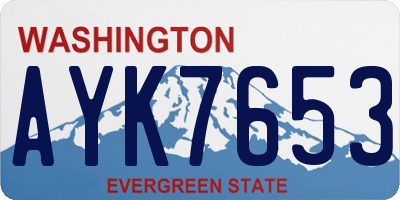 WA license plate AYK7653