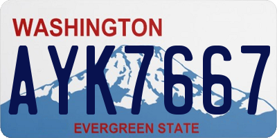 WA license plate AYK7667