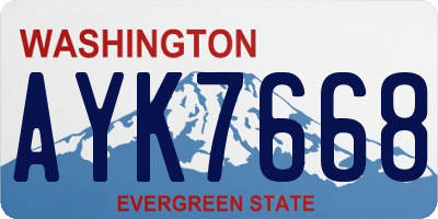 WA license plate AYK7668