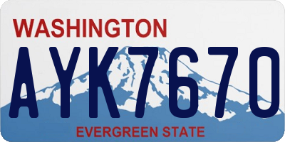 WA license plate AYK7670
