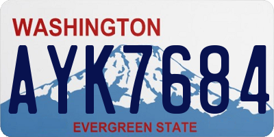 WA license plate AYK7684