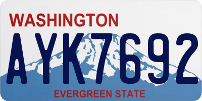 WA license plate AYK7692