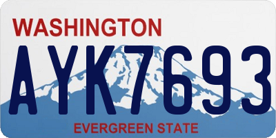 WA license plate AYK7693