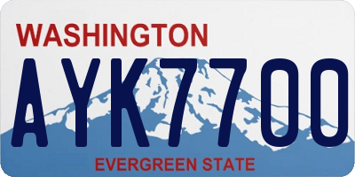 WA license plate AYK7700