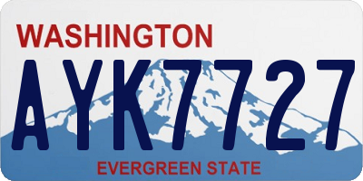 WA license plate AYK7727