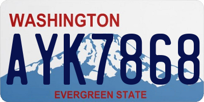 WA license plate AYK7868