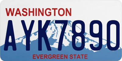 WA license plate AYK7890