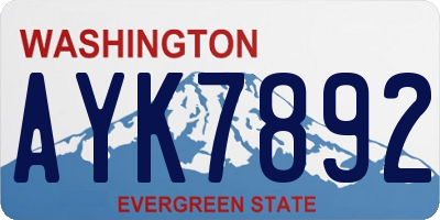 WA license plate AYK7892